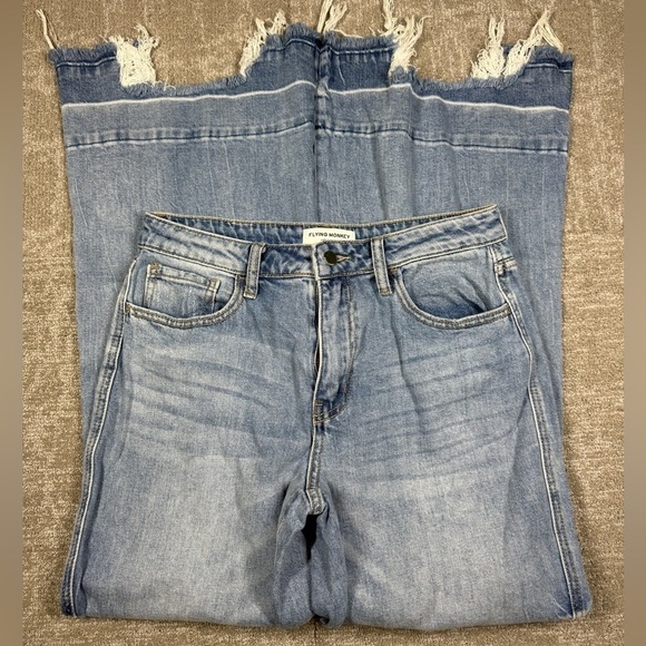 Flying Monkey Denim - Flying Monkey High Rise Flare Distressed Hem Jean Women Size 29